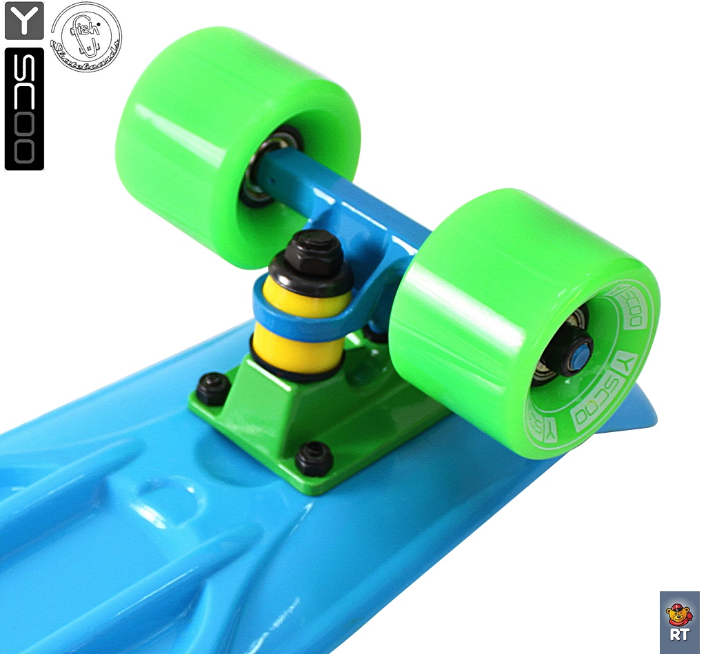 Скейтборд виниловый Y-Scoo Fishskateboard 22" 401-B с сумкой, сине-зеленый  